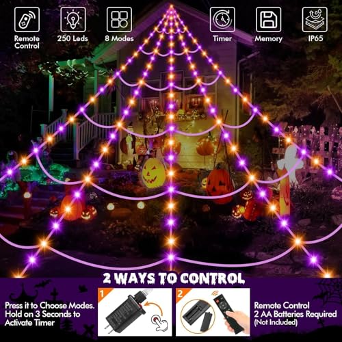 Spider Web Lights 250 Purple LED Lights 59" W662