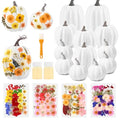 12 Pcs White Artificial Pumpkin and 140 Pcs Dried Flowers DIY Crafts Kit N81715