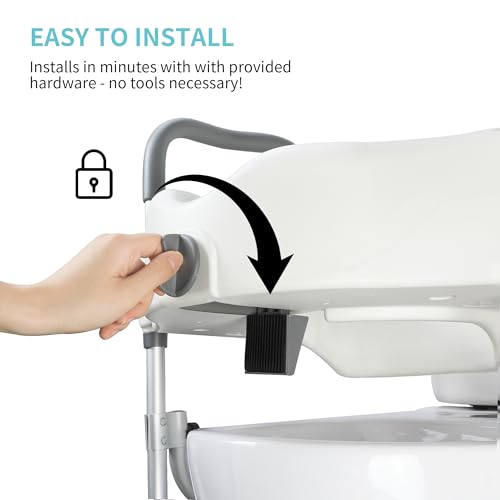 Grey+White 5 Inch Raised Toilet Seat with Handles G424