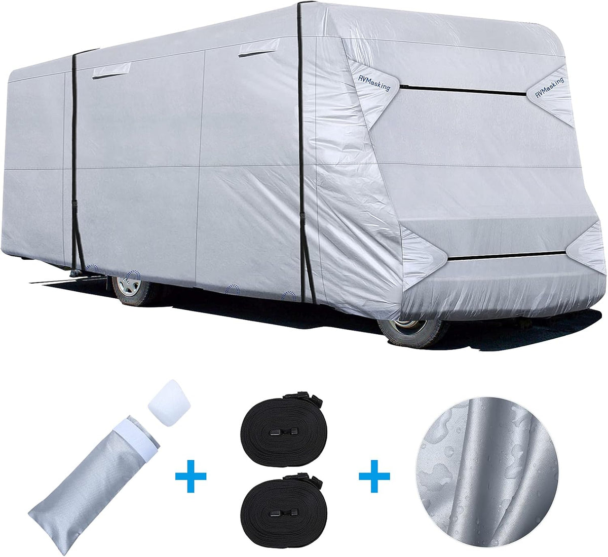 Rip-Stop Class C RV Cover Fits 29’-32’ Long RV, Waterproof Polyester with Gutter Covers F145