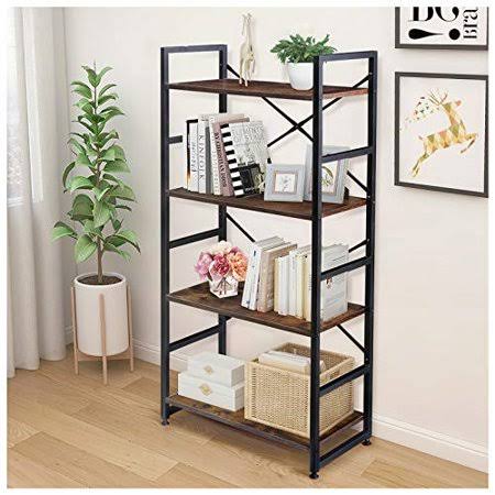 4-Shelf Wood and Metal Bookcase R75777