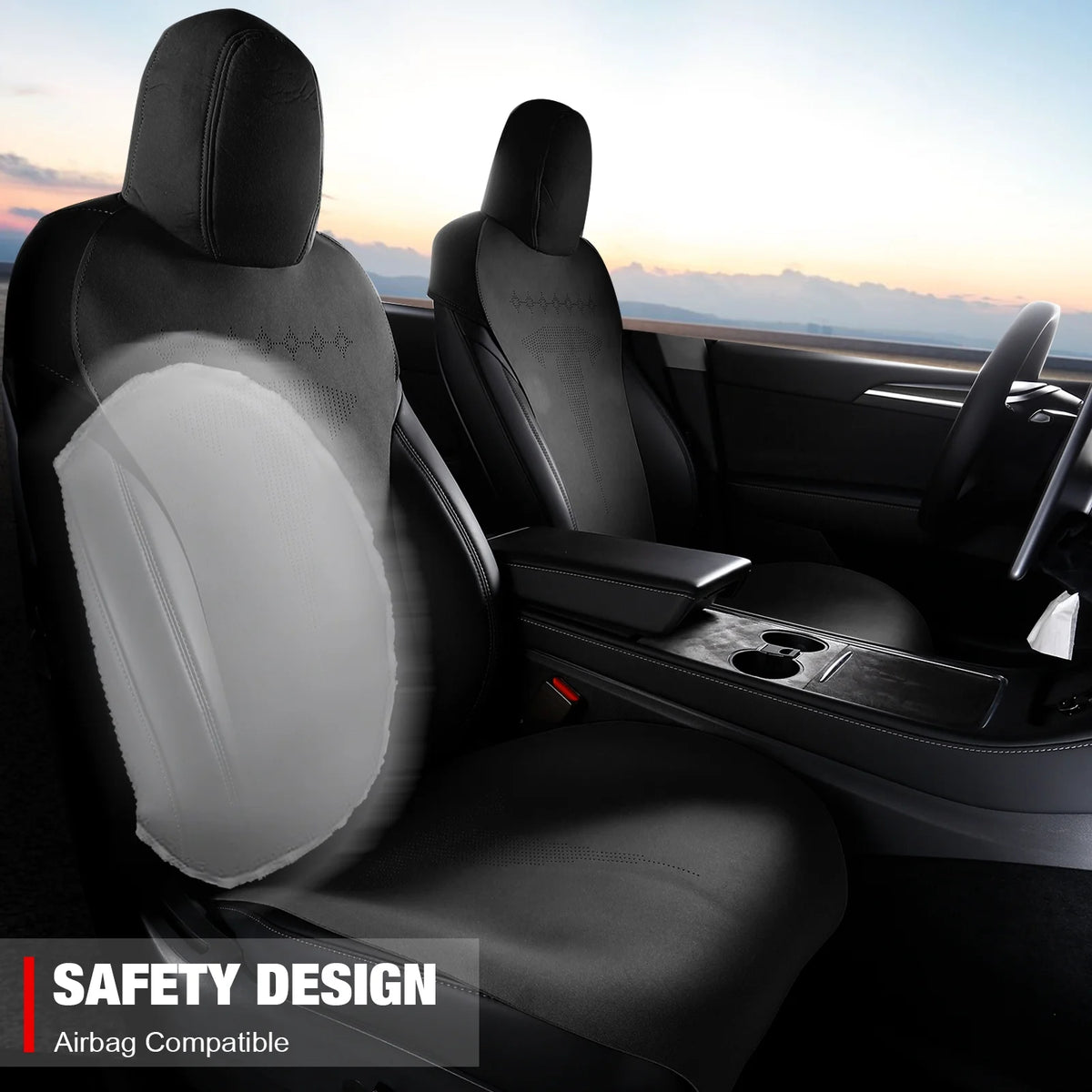Black Suede Leather Seat Cover Cushion Protectors E564