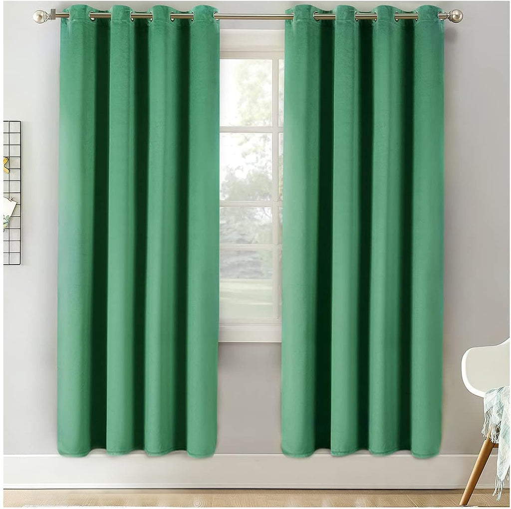 Grey Velvet Blackout Curtains 108 Inches Length 3-Layer Thermal Insulated Grommet Drape 2 Panels Z33676
