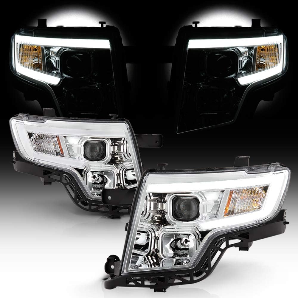 LED Tube Chrome Housing Projector Headlights Headlamps Assembly T99442