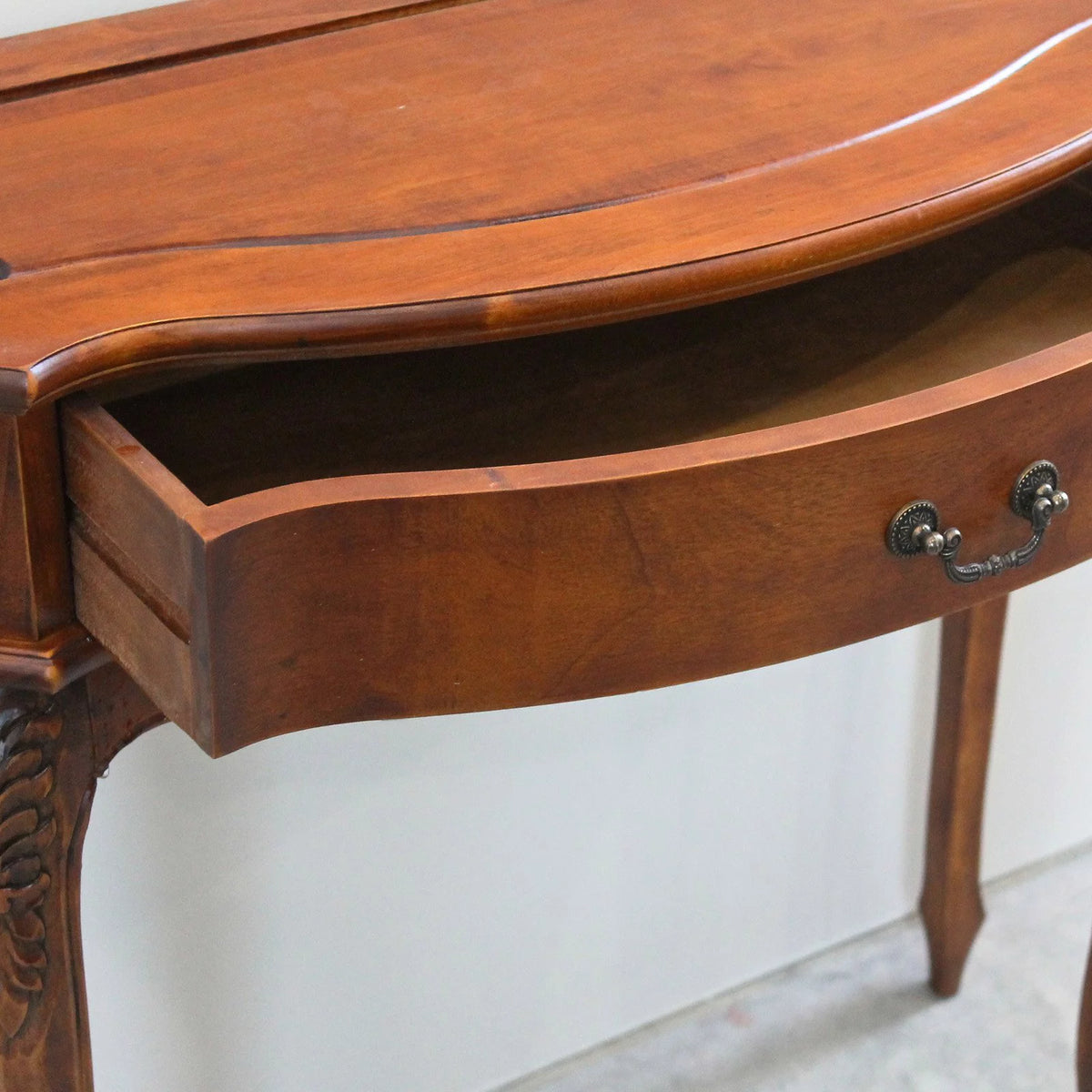 Hand Carved Wood Console Table with Drawer A56338