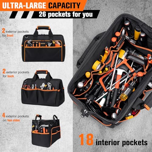 Heavy Duty 17.3-Inch 26-Pocket Waterproof Foldable Tool Bag K3165