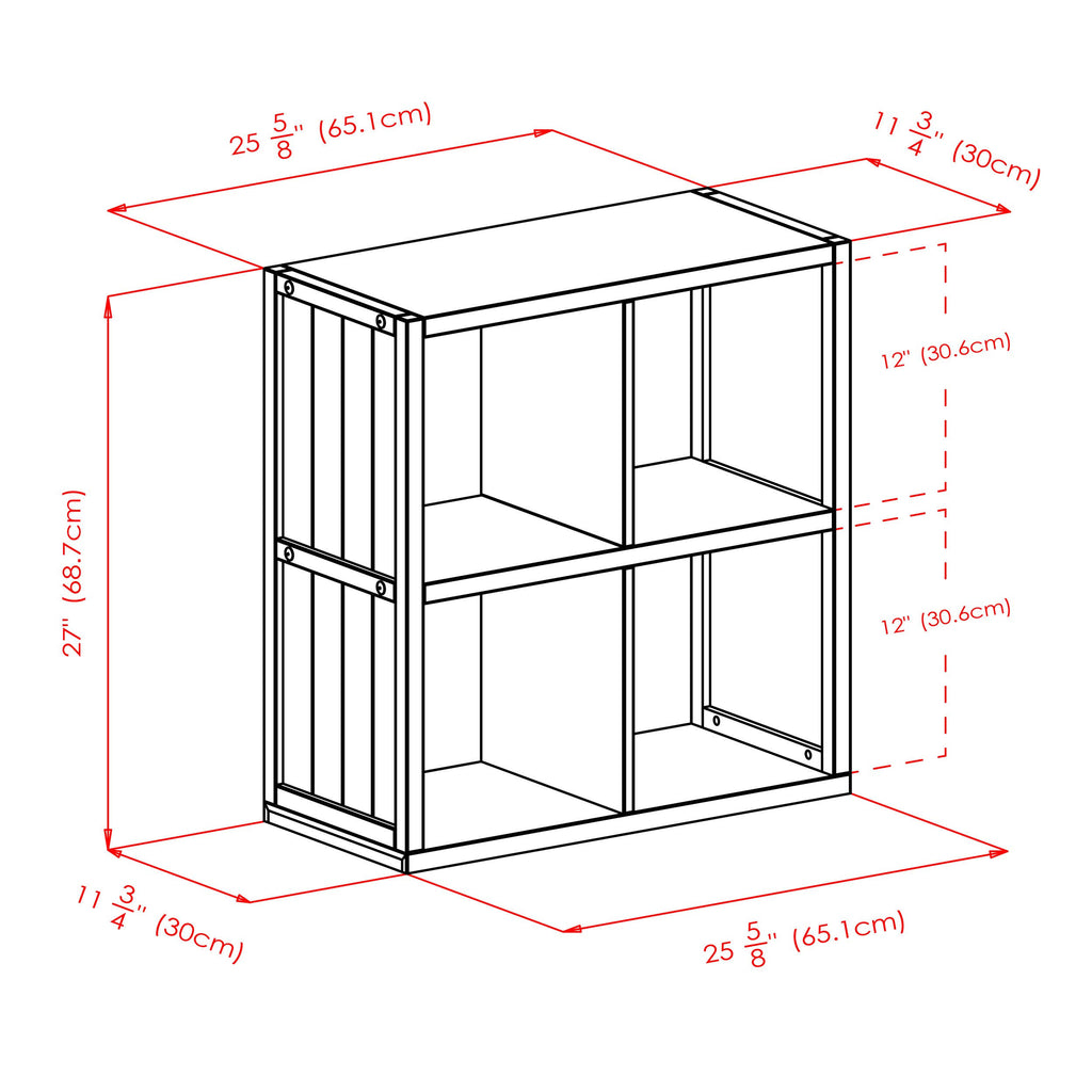 2 x 2 Cube Shelf with Wainscoting Panel V7145