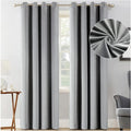 Grey Velvet Blackout Curtains 108 Inches Length 3-Layer Thermal Insulated Grommet Drape 2 Panels Z33676