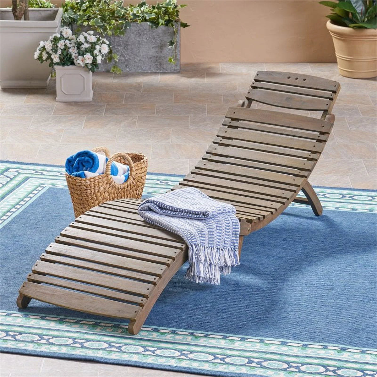 Acacia Wood Foldable Chaise Lounge M732
