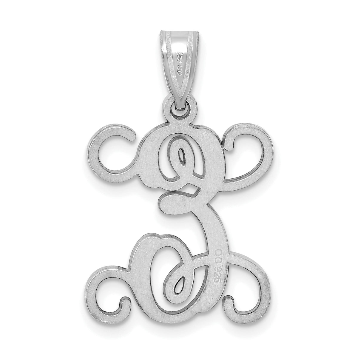 10K White Gold Initial Letter E Pendant Q668