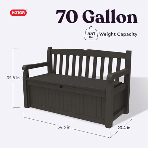 70 Gallon Storage Bench Deck Box Graphite L410