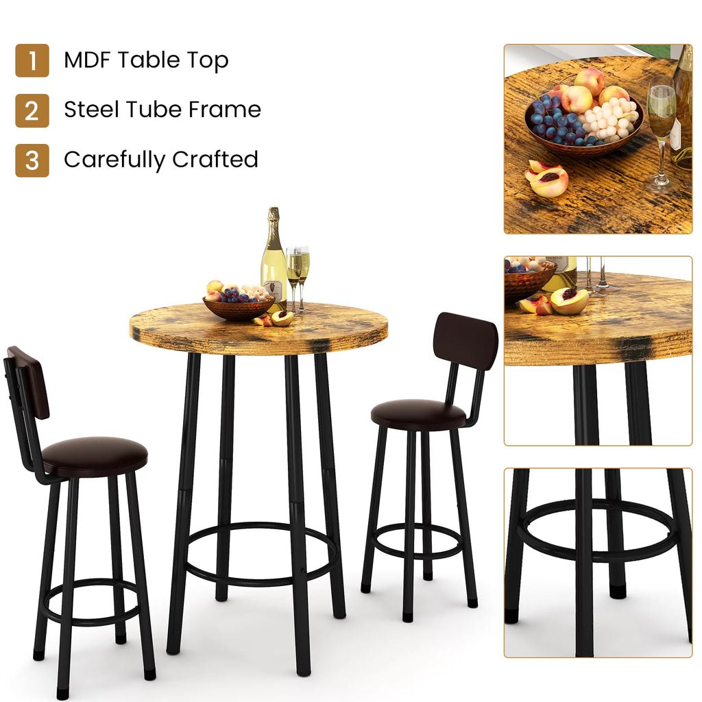 3 Pieces Faux Marble Top Dining Set D848