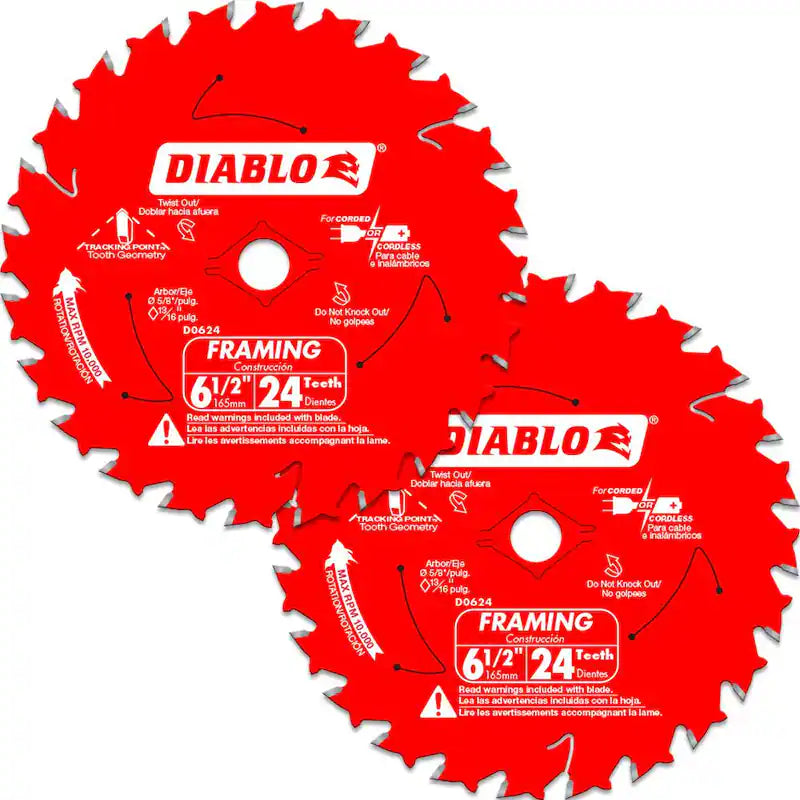 6-1/2in. 24-Teeth Framing Circular Saw Blade for Wood A88116