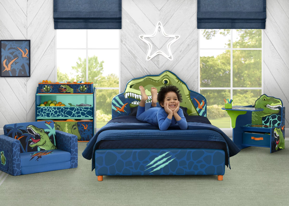 Blue Upholstered Twin Bed G5575