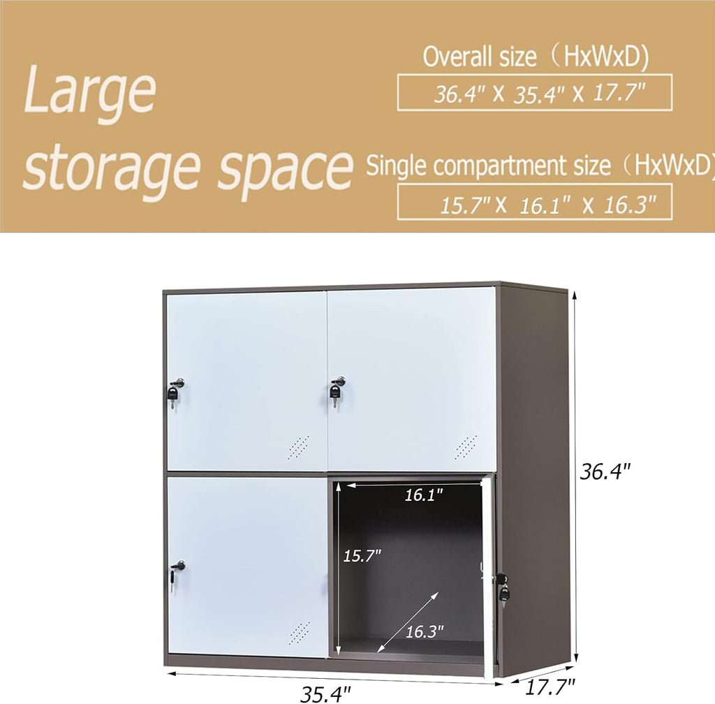 White Metal Storage Cabinet with Doors and Lock B683023