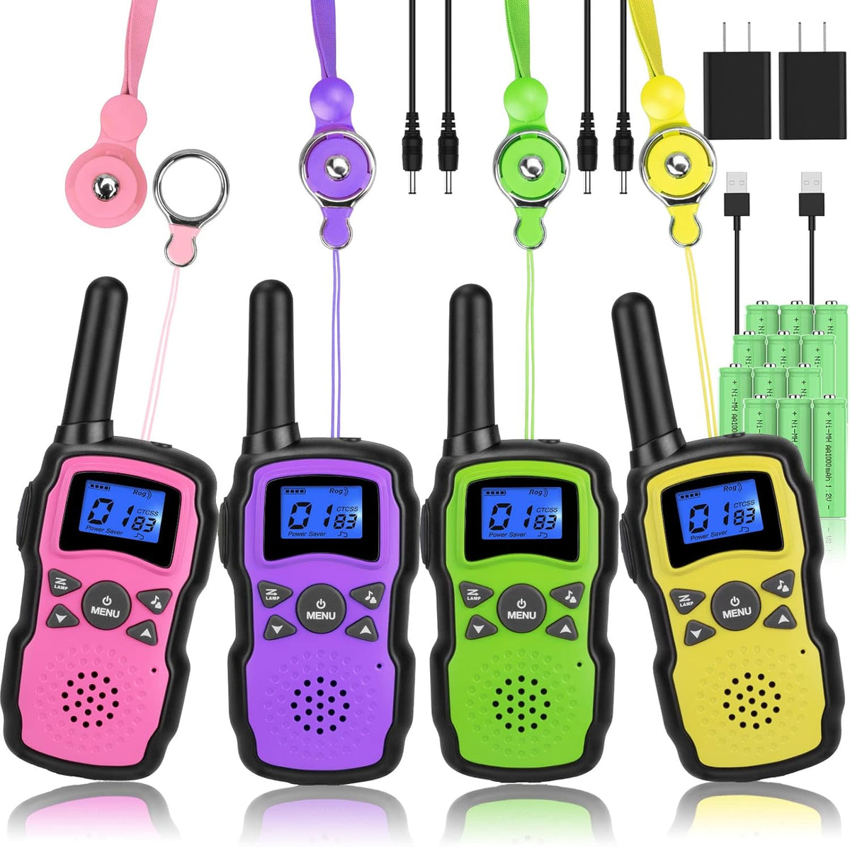 Rechargeable 4 Pack 2 Way Radio with 2 USB Chargers 12000mAh Battery X9254