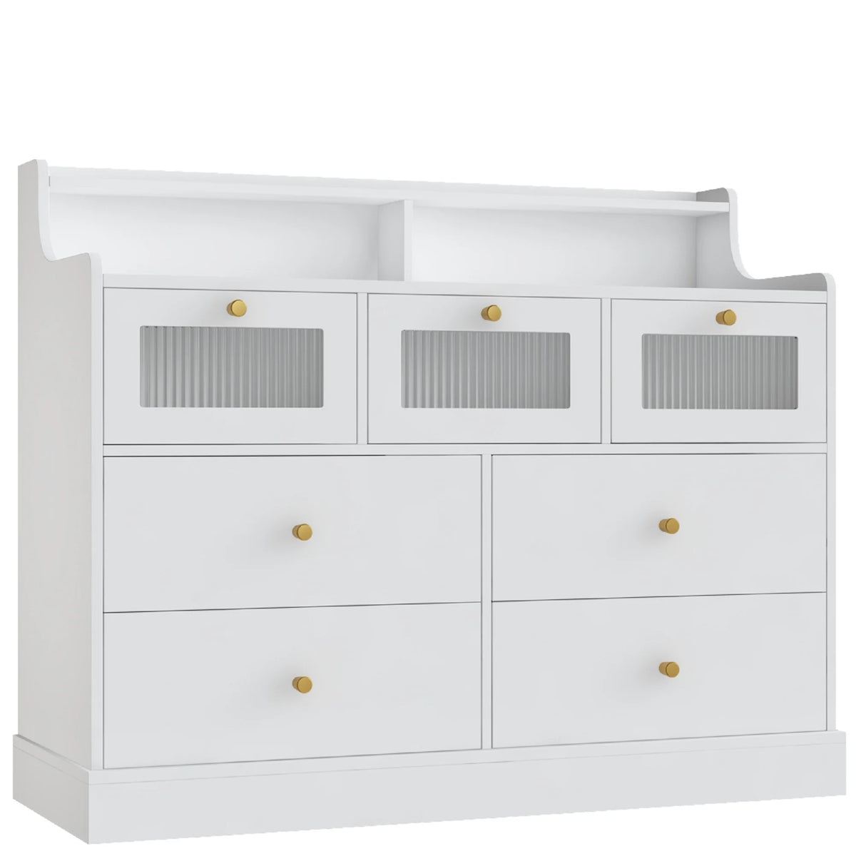 White 7 Drawer Glass Dresser C79736