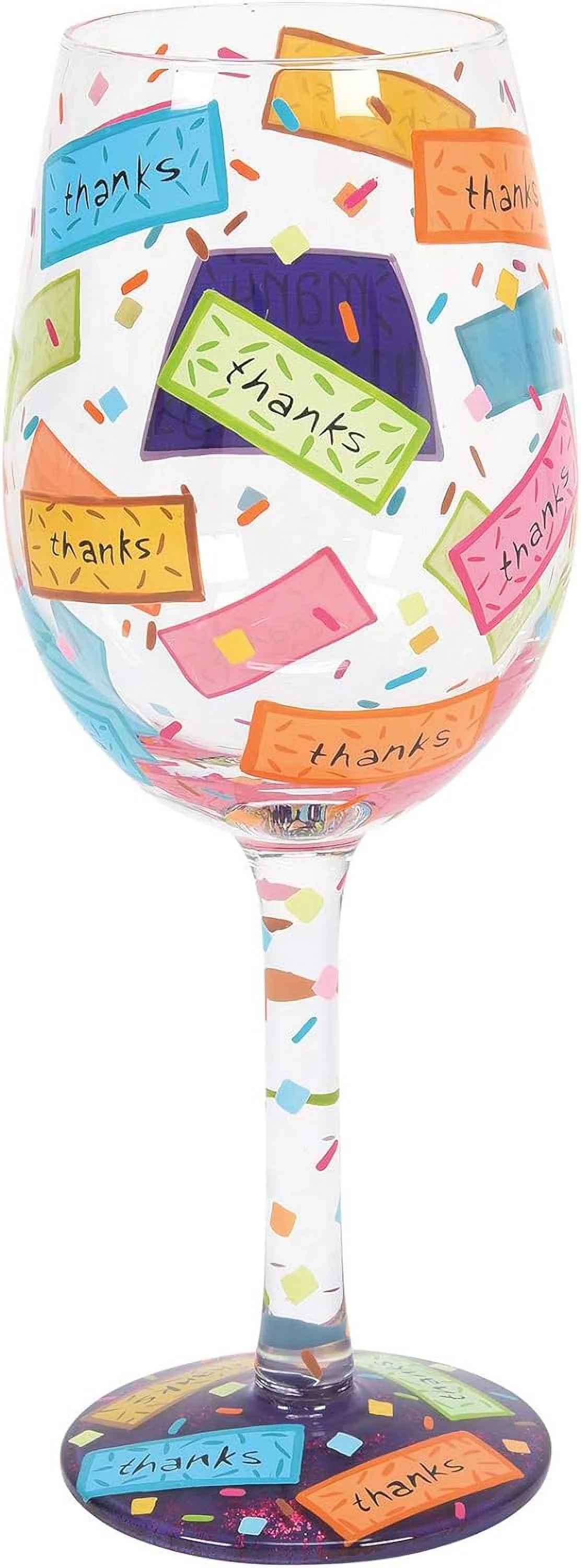 Hand-Painted Artisan Wine Glass 15 Ounce Multicolor G329