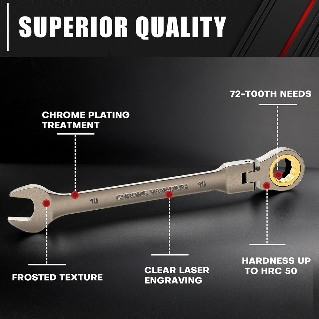 12-Piece 180° Metric Flex-Head Ratcheting Wrench Set W84040