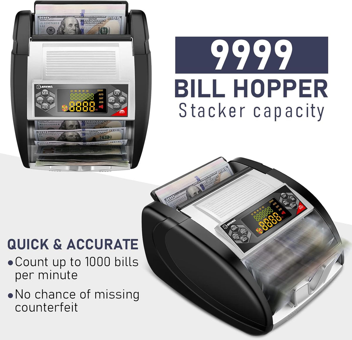Money Counter Machine with Counterfeit Bill Detector F8396