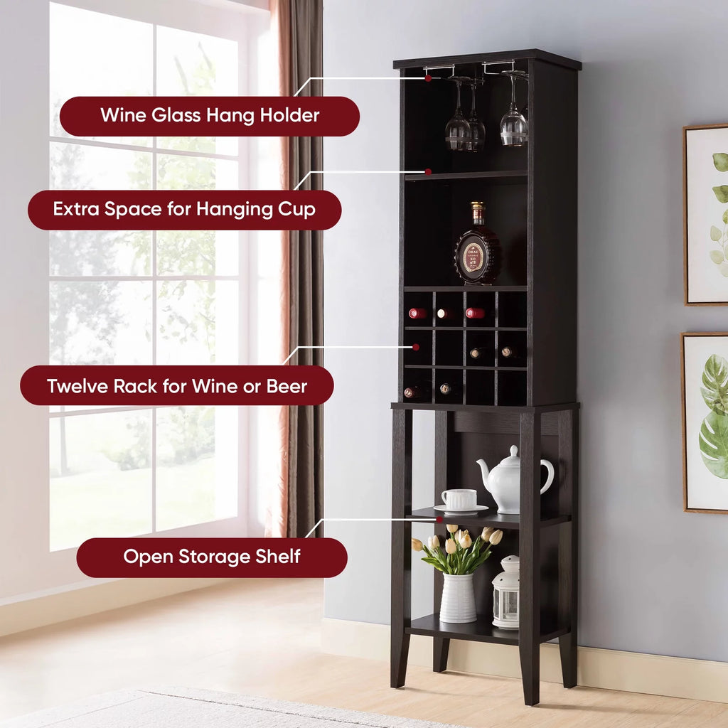 Free Standing Wine Bar Cabinet with Adjustable Shelf L7067