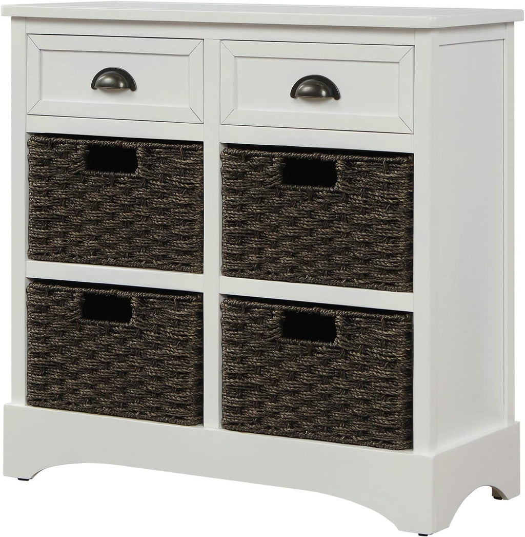 Wicker Storage Cabinet with 2 Drawers, Antique Navy O419371
