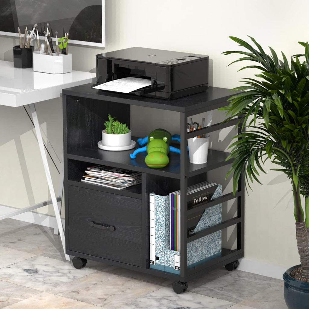 Black Mobile File Cabinet with Drawer L771382
