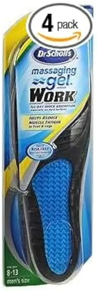 Massaging Gel Work Insoles Men's Size 8-13 Pack of 4 U871