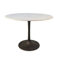 40 Inch Round Marble Top Dining Table with Black Base J12721