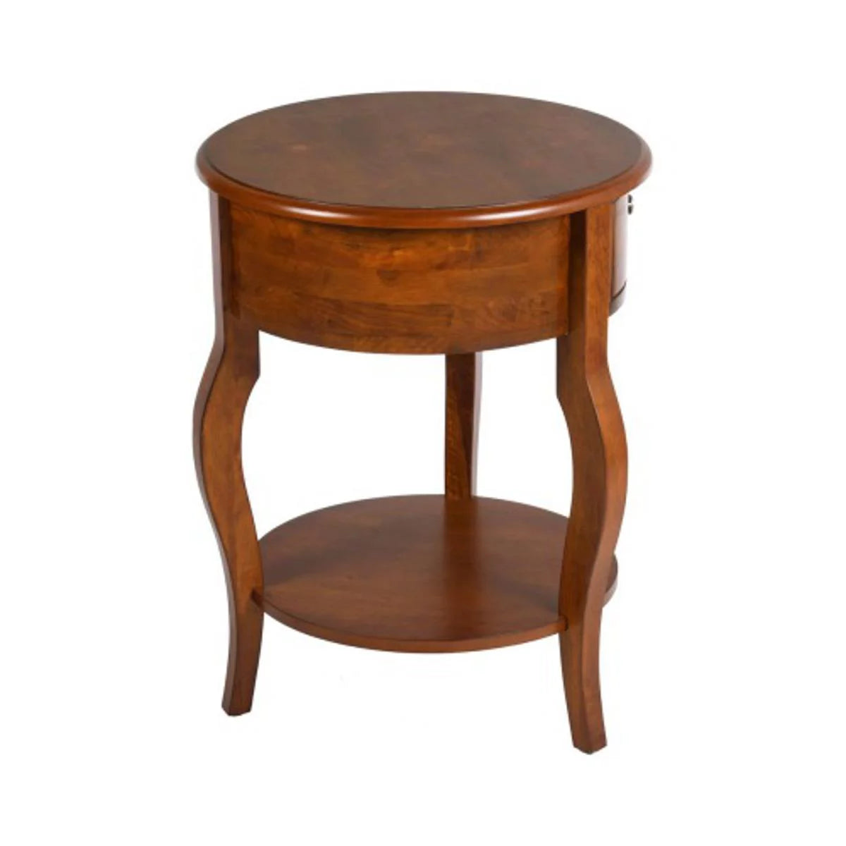 Mid Century Round End Table with Drawer Storage F78236