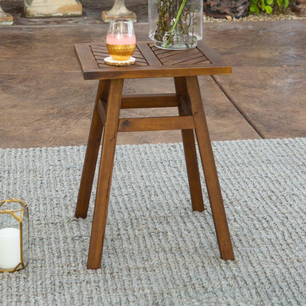 Dark Brown Acacia Wood Outdoor Side Table Q982052