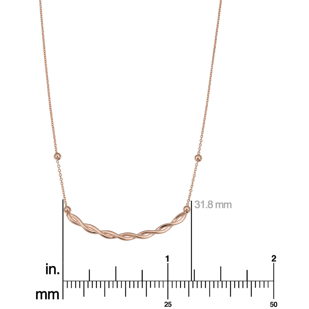 14k Rose Gold Twist Curved Bar Adjustable Length Necklace N916