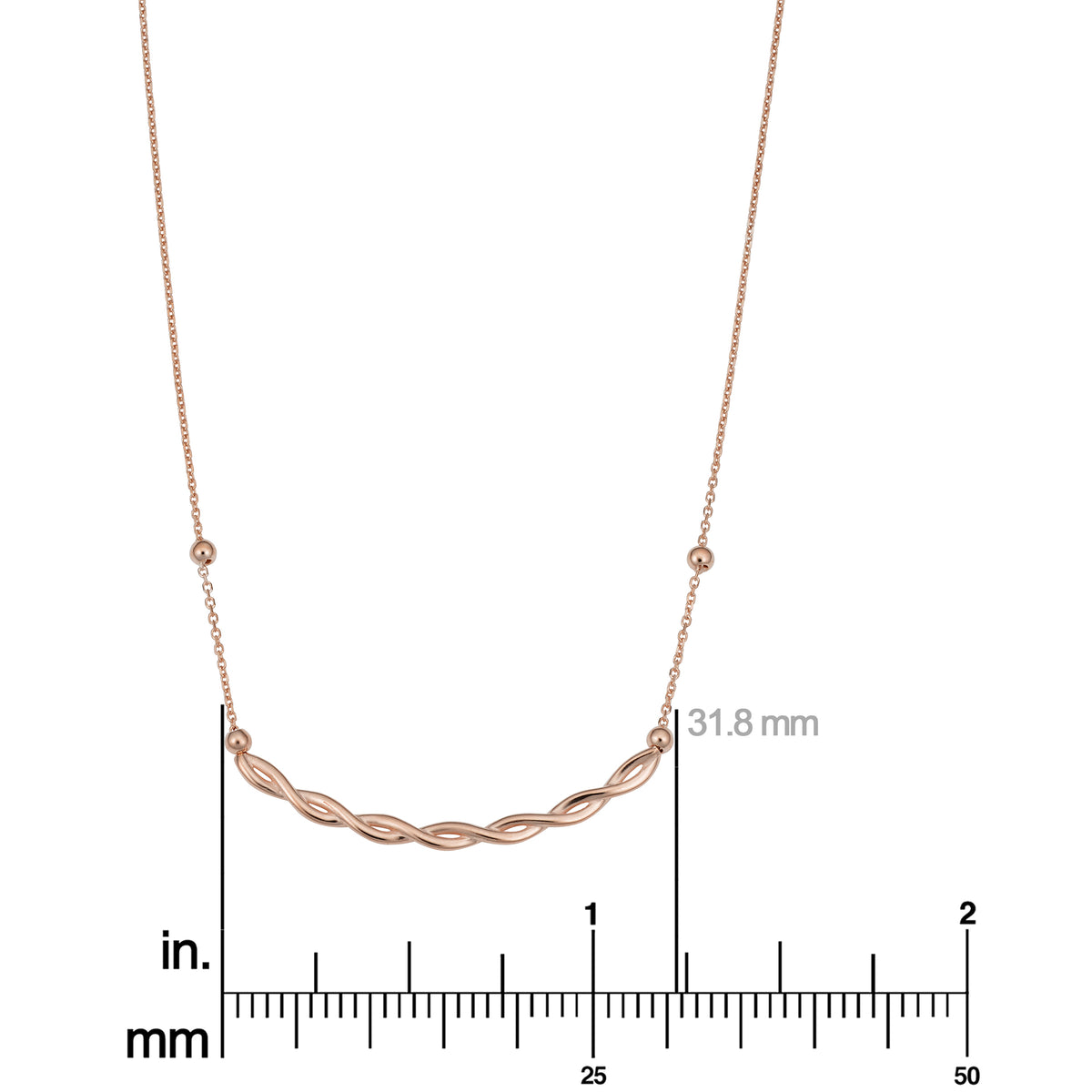 14k Rose Gold Twist Curved Bar Adjustable Length Necklace N916