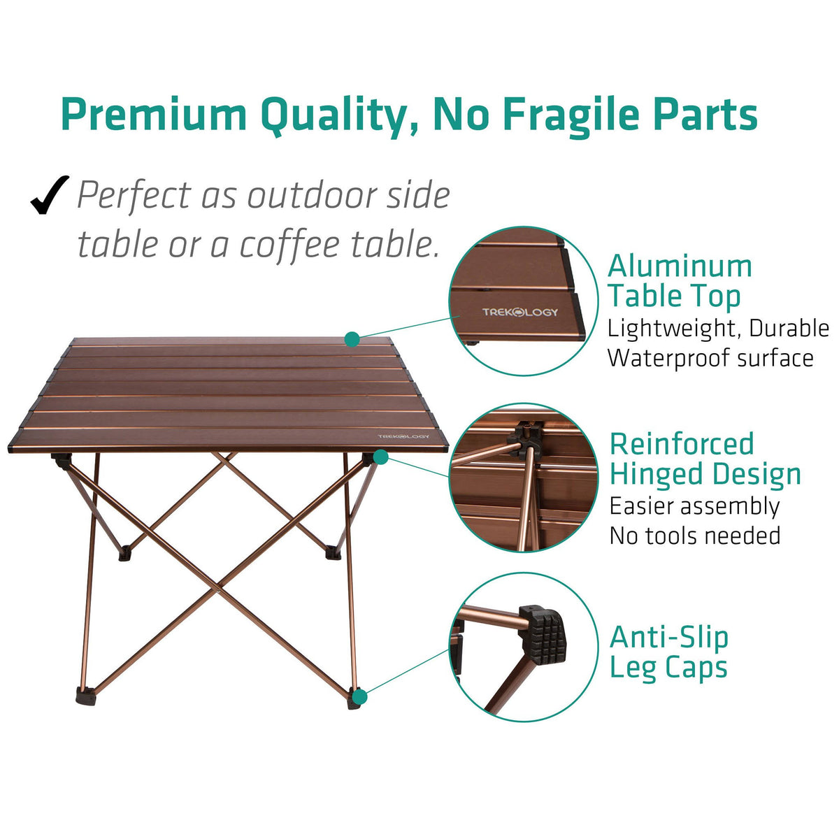 Blue Aluminum Portable Camping Side Table V265619
