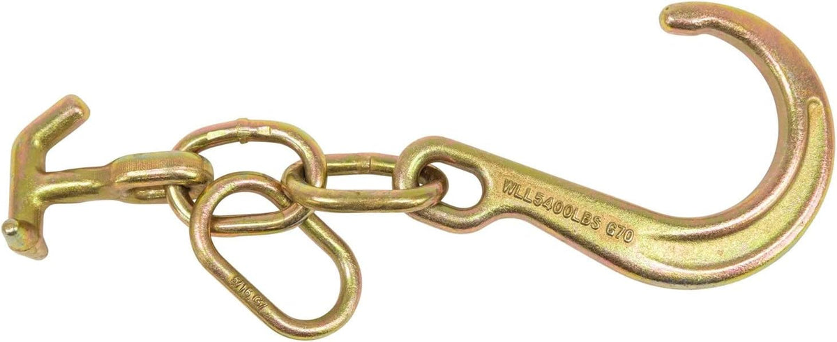 (2 Pack) 8" G70 J Hook with T-J Hooks and Enlarged Link, 5,400 lbs WLL K8210