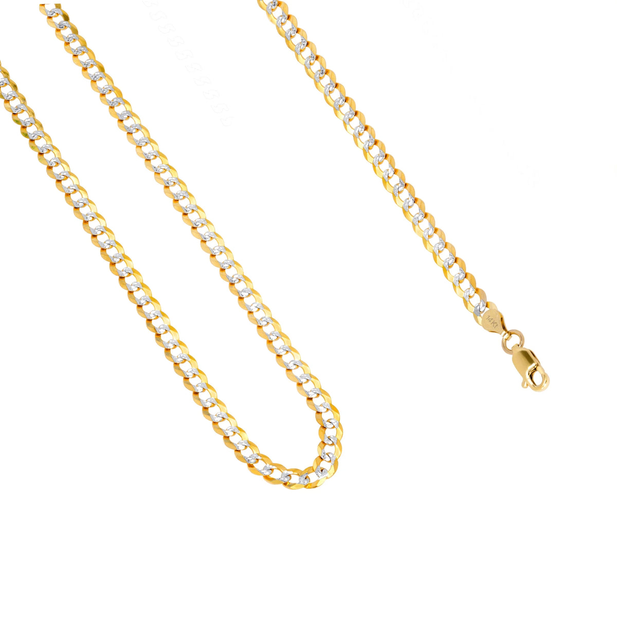 14k Yellow Gold Solid 5mm Cuban Chain Pave Two Tone Bracelet M966121