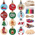 12 Styles Unfinished Wooden Christmas Ornaments Kit with Paint Pens G565989