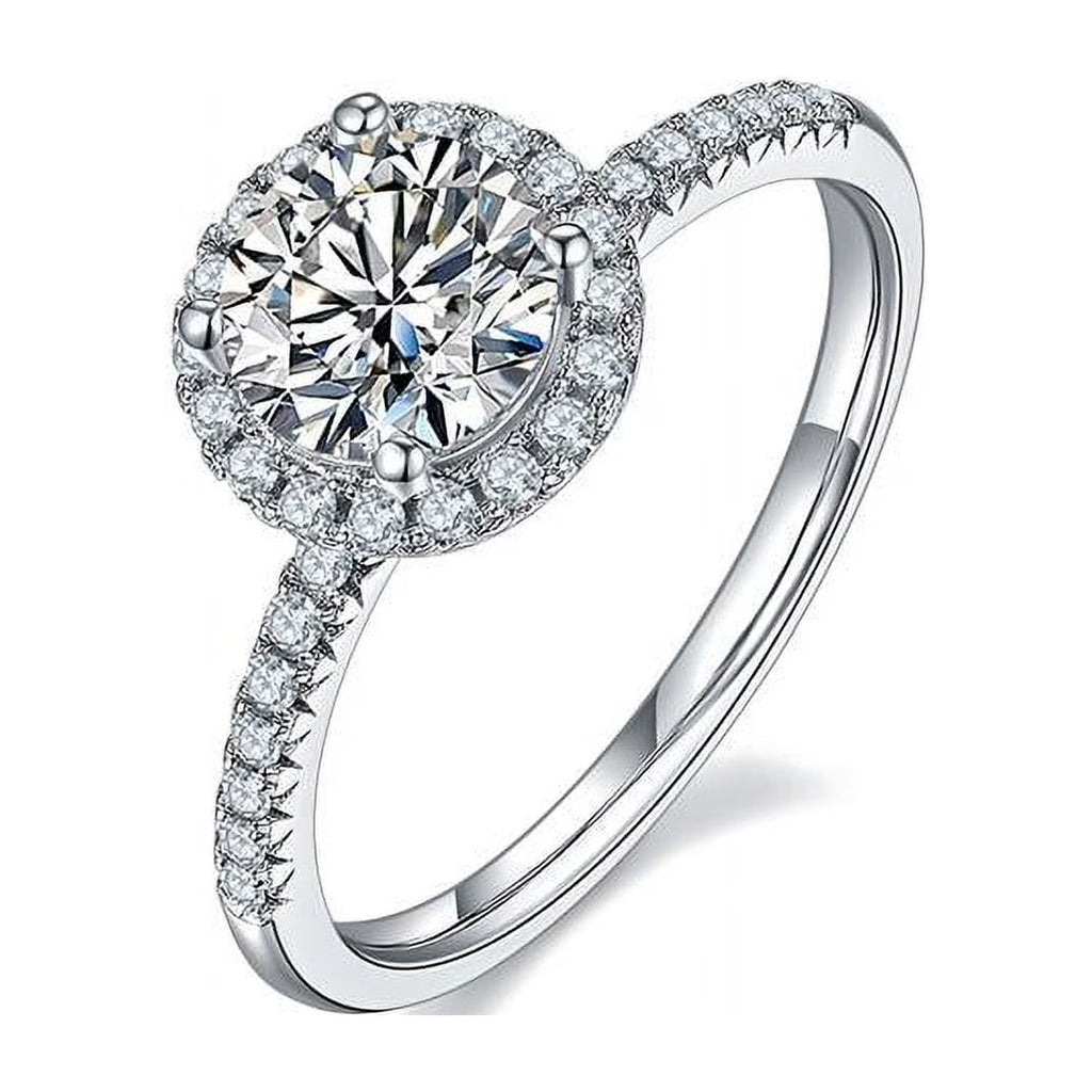 18K White Gold over Silver Moissanite Wedding Ring V2873
