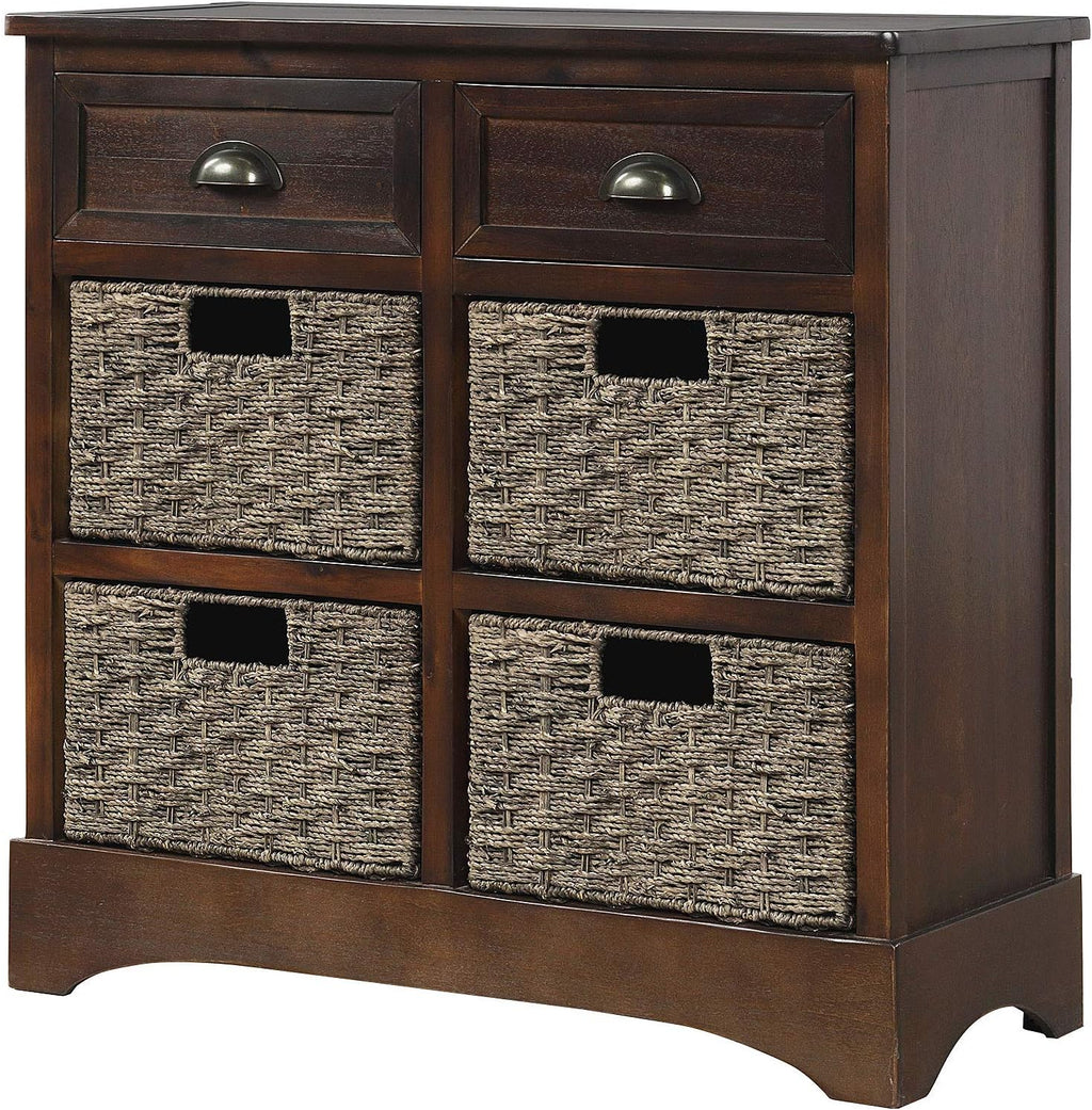 Wicker Storage Cabinet with 2 Drawers, Antique Navy O419371