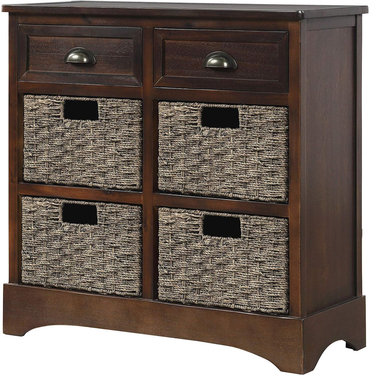 Wicker Storage Cabinet with 2 Drawers, Antique Navy O419371