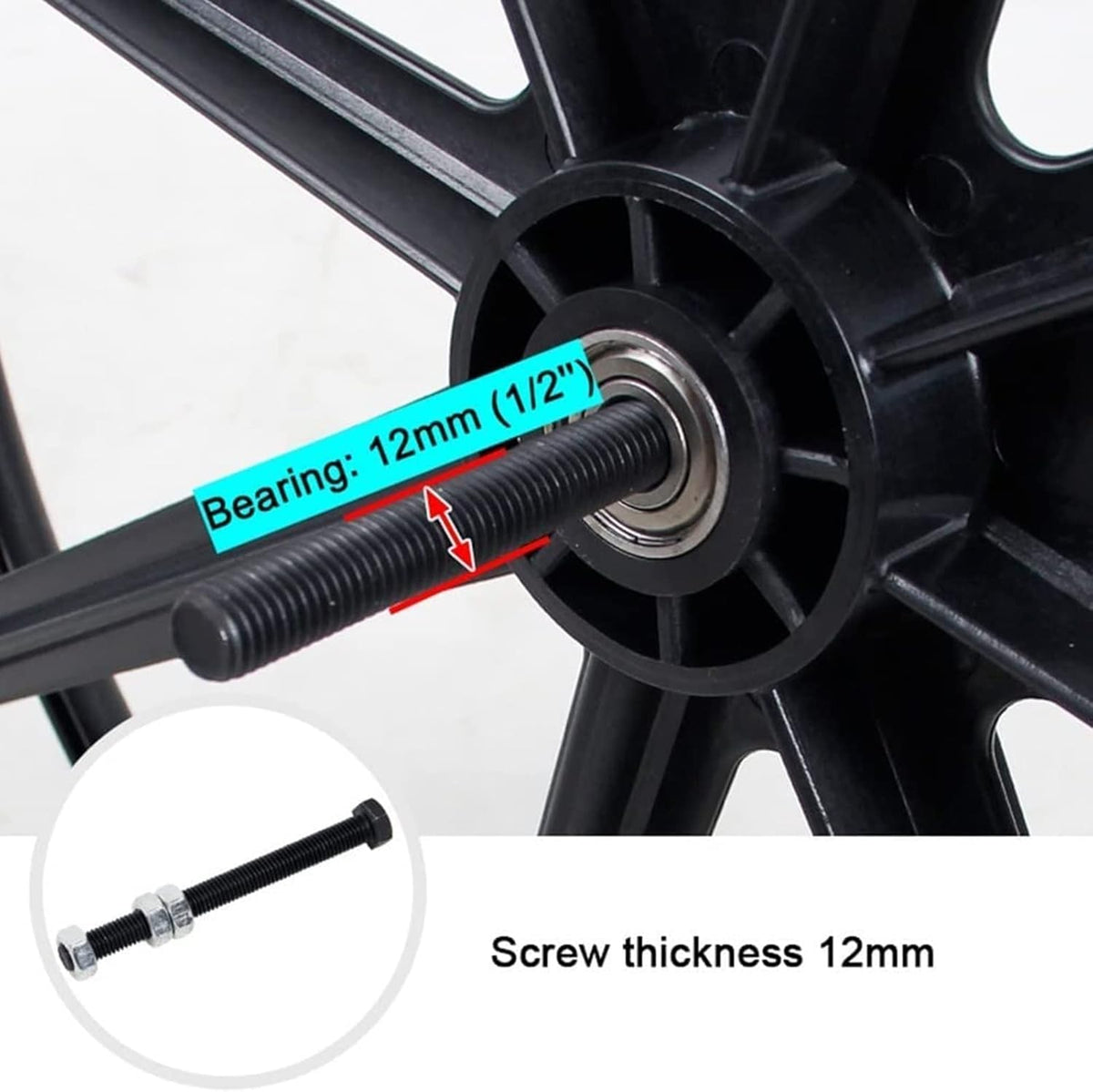24 Inch Wheelchair Replacement Wheel, Manual Wheelchair Rear Wheel, Solid Black Tire S84555