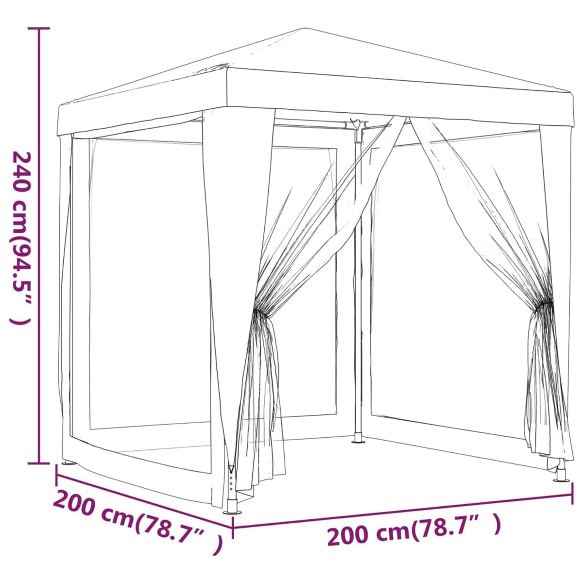Blue Party Tent 4 Mesh Sidewalls 6.6'x6.6' HDPE Y452