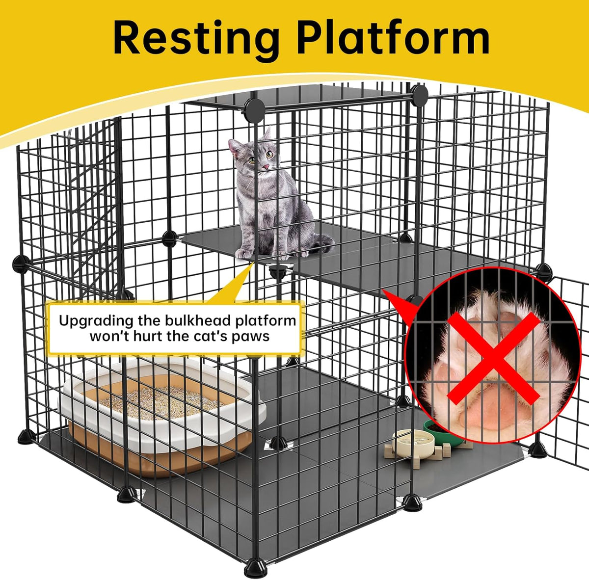 Black 3-Tier Metal Wire Cat Cage L96243