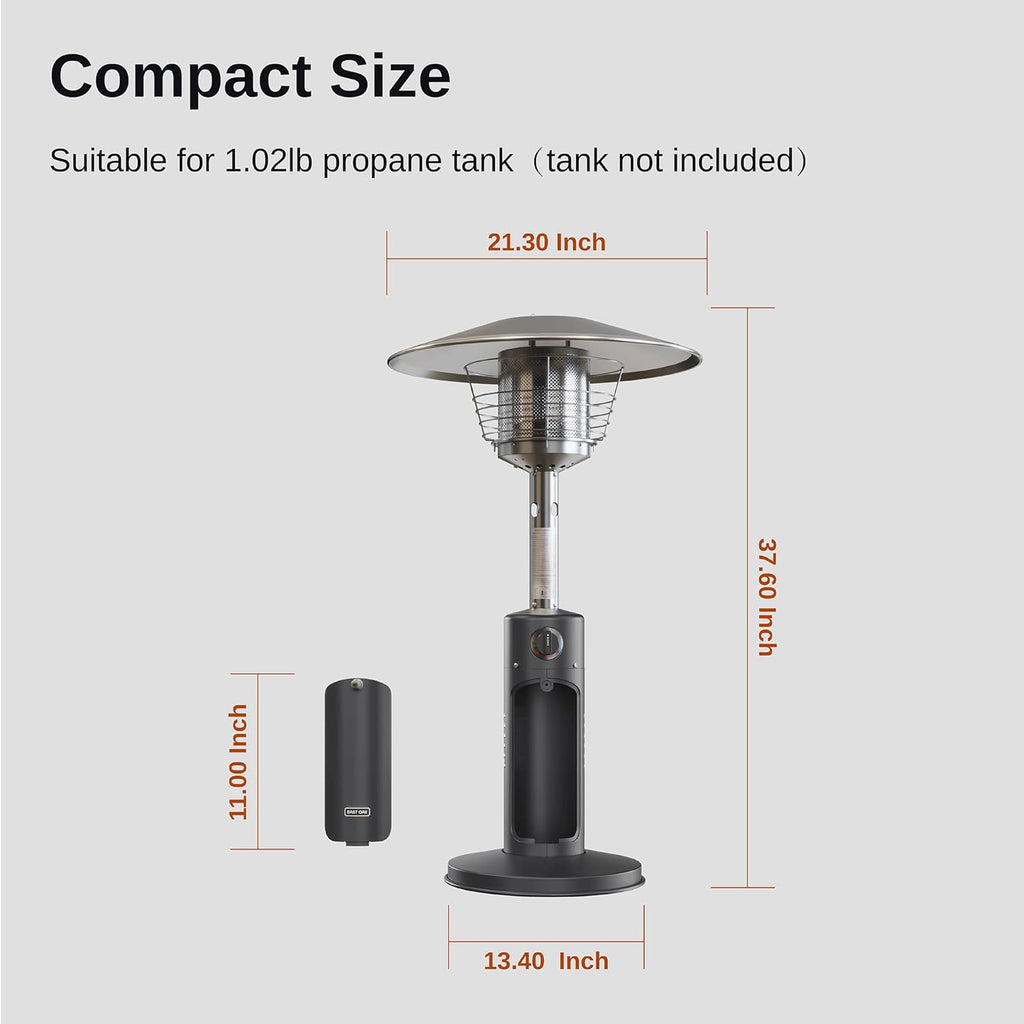 Patio Heater, 11000 BTU Tabletop Outdoor Propane Heater with Stainless Steel Burner, Black I528