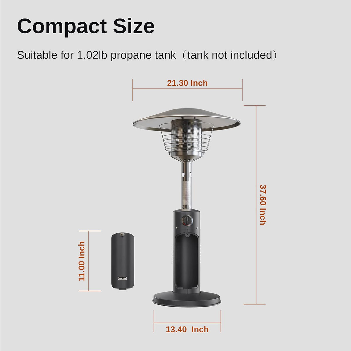 Patio Heater, 11000 BTU Tabletop Outdoor Propane Heater with Stainless Steel Burner, Black I528