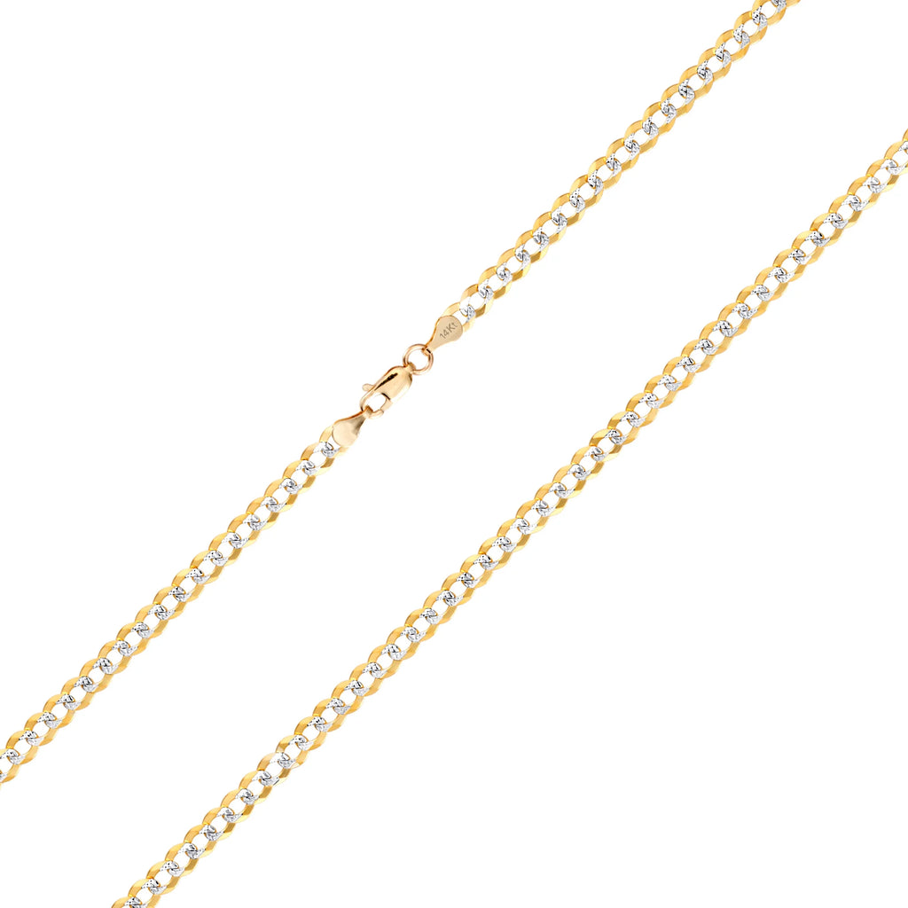 14k Yellow Gold Solid 5mm Cuban Chain Pave Two Tone Bracelet M966121
