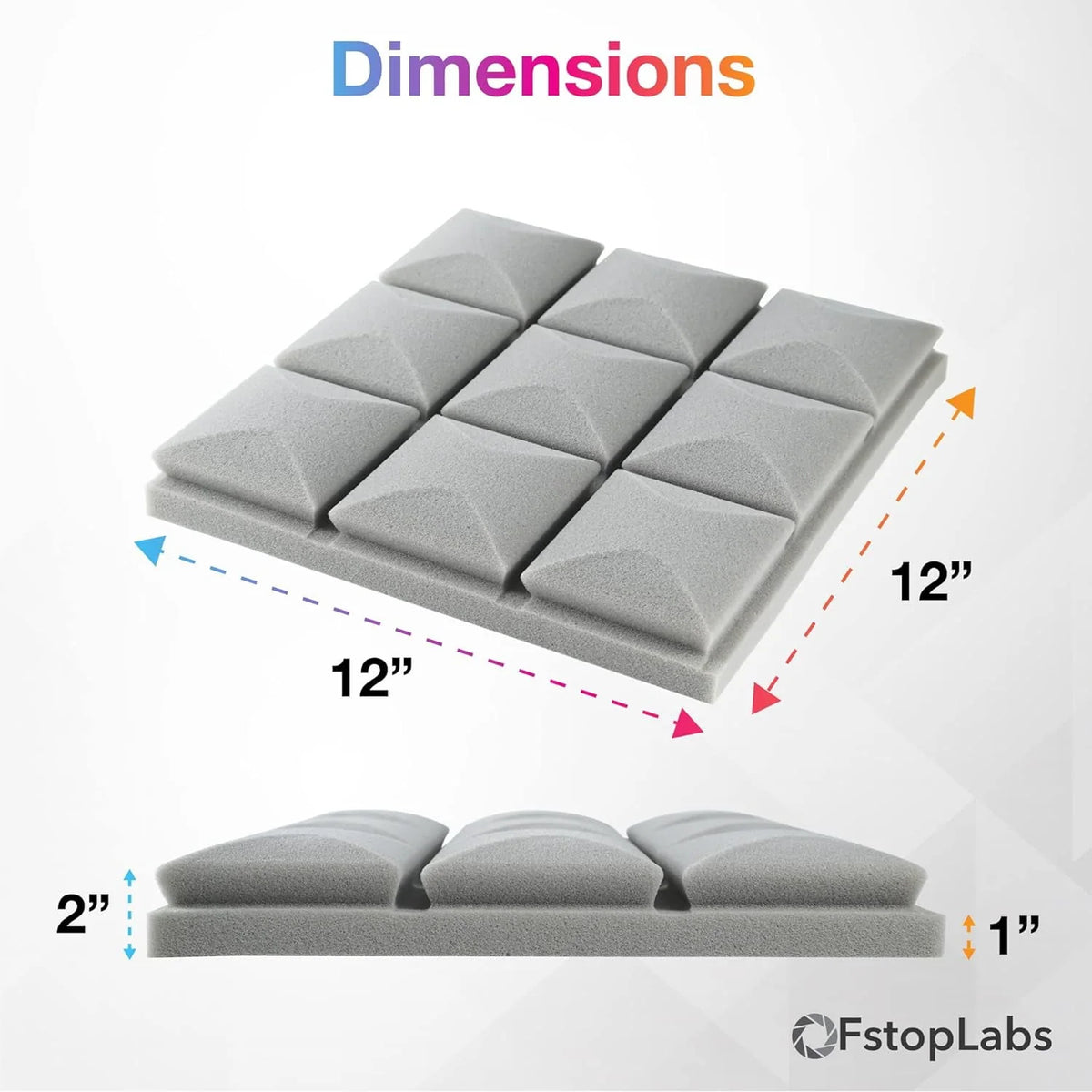 12 Pack Gray Acoustic Foam Panels V2837