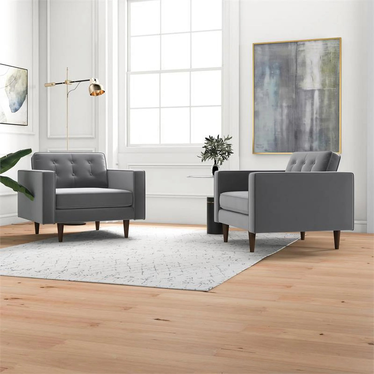Gray Velvet Lounge Chair (Set of 2) Q9413