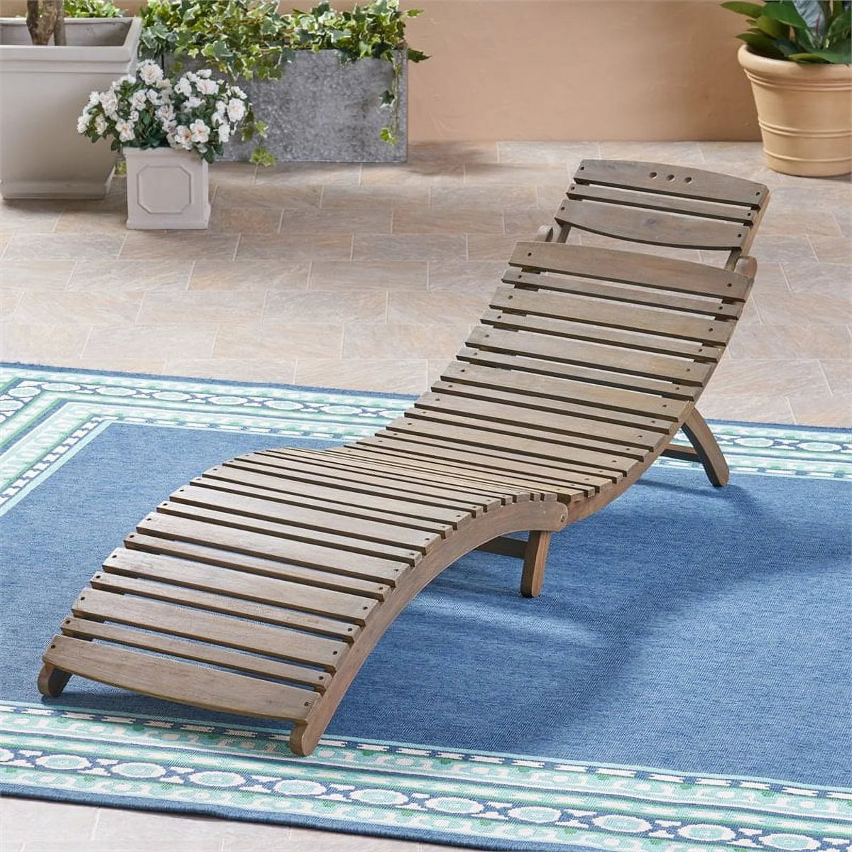 Acacia Wood Foldable Chaise Lounge M732