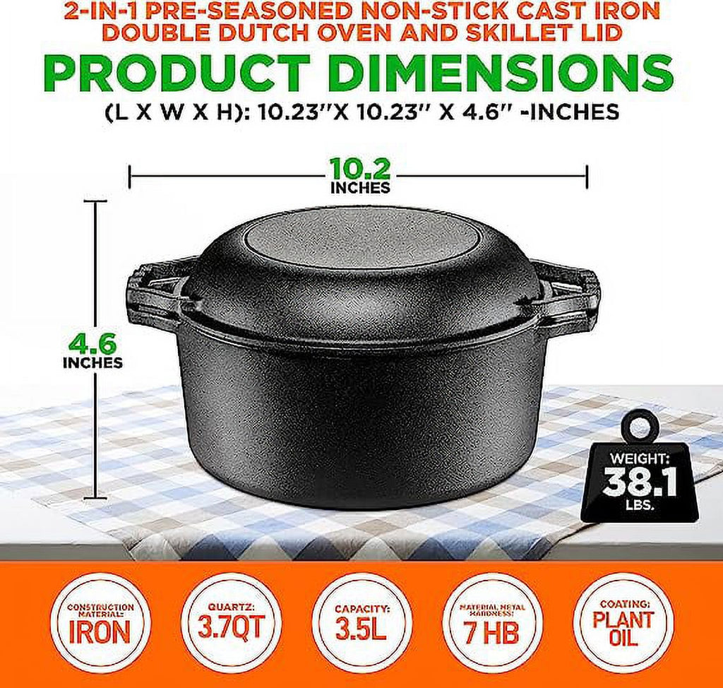 Pre-Seasoned Non-Stick Cast Iron Double Dutch Casserole Cookware R37010